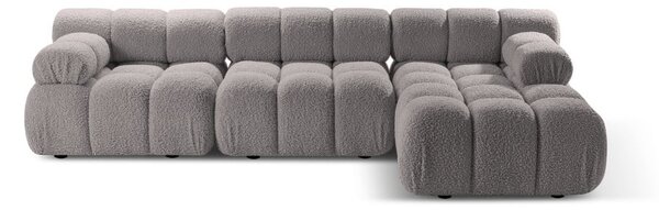 Jasnoszary narożnik modułowy z materiału bouclé (prawostronny) Bellis – Micadoni Home