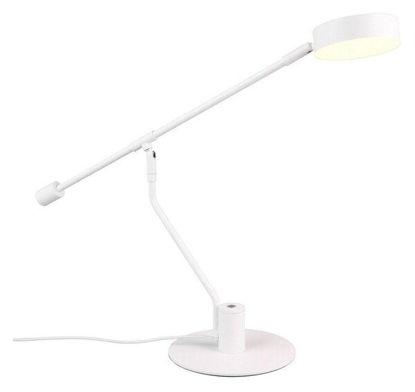 Lampa stołowa LED z elastyczną konstrukcją w matowym białym kolorze (wysokość 64 cm) Manduro – Trio