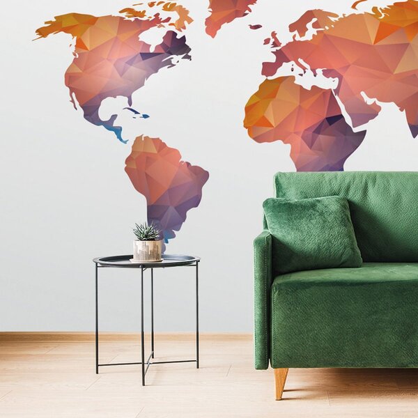 Samoprzylepna tapeta mapa świata w odcieniach pomarańczy