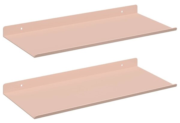 Wisząca półka z matowej stali w kolorze różowym, minimalistyczny design, oszczędzająca miejsce, 40 x 18 x 2,5 cm