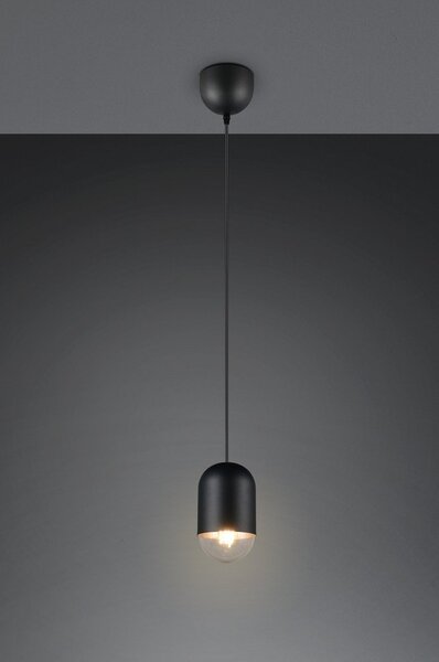Czarna metalowa lampa wisząca ø 11 cm Nara – Reality