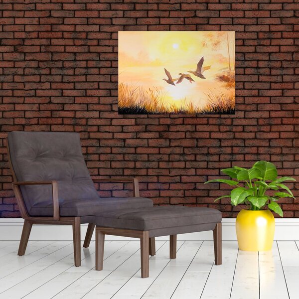 Obraz - Żurawie o zachodzie słońca (70x50 cm)