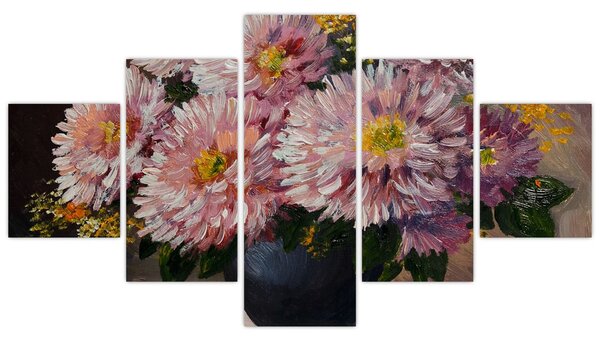 Obraz - Obraz olejny, Kwiaty w wazonie (125x70 cm)