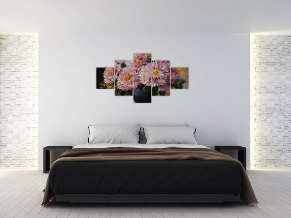 Obraz - Obraz olejny, Kwiaty w wazonie (125x70 cm)