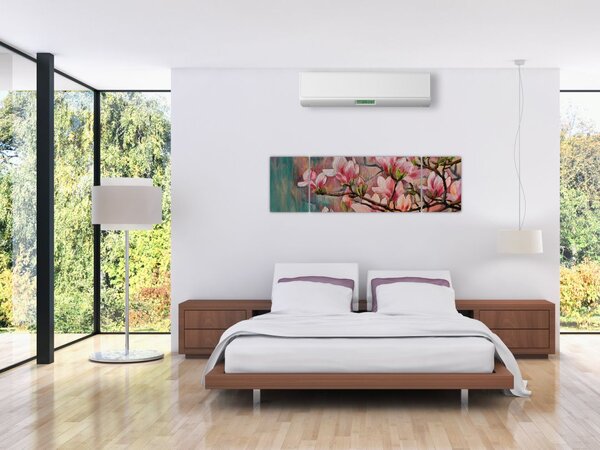Obraz - Obraz olejny, Kwitnąca sakura (170x50 cm)