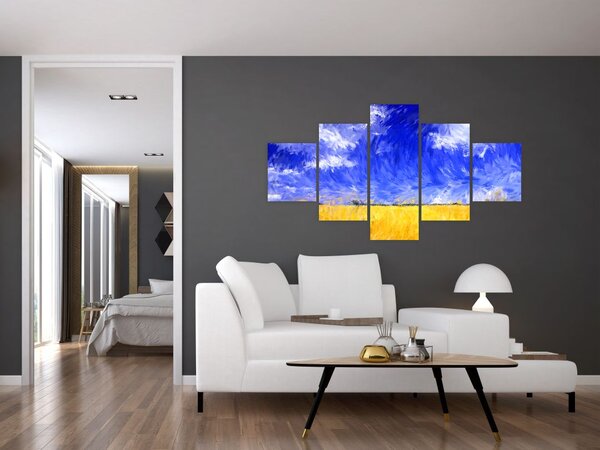 Obraz - Obraz olejny, Złote pole (125x70 cm)