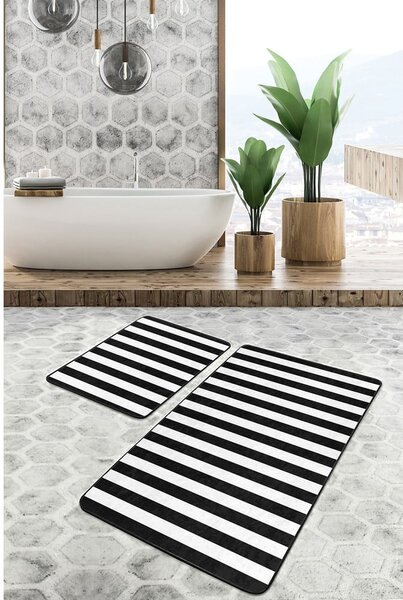 Białe/czarne dywaniki łazienkowe zestaw 2 szt. 60x100 cm – Mila Home