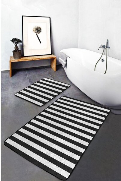 Białe/czarne dywaniki łazienkowe zestaw 2 szt. 60x100 cm – Mila Home
