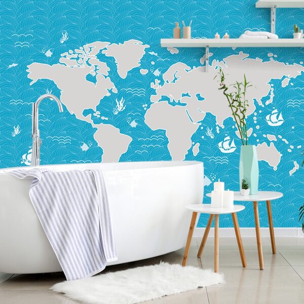 Tapeta błękitna mapa świata
