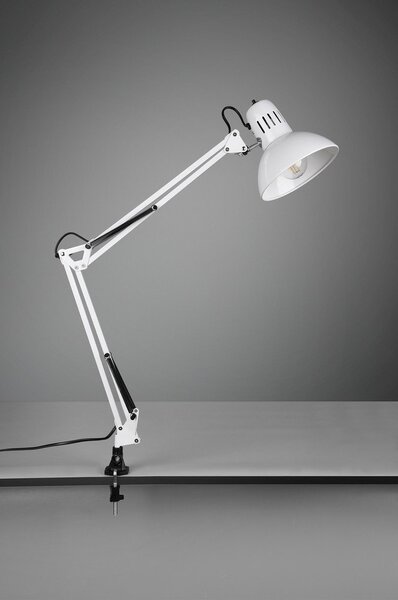 Biała lampa stołowa z elastyczną konstrukcją/z klipsem (wysokość 73,5 cm) Tajo – Trio