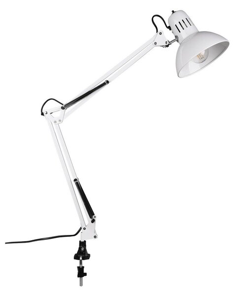 Biała lampa stołowa z elastyczną konstrukcją/z klipsem (wysokość 73,5 cm) Tajo – Trio
