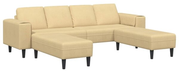Nowoczesna sofa w ksztaÅcie u z sztruksowym obiciem - szary zielony