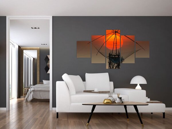 Obraz - Wschód słońca, jezioro Pakpra (125x70 cm)