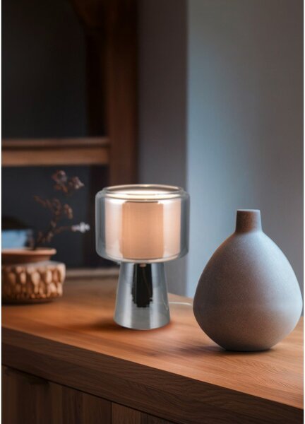Szara lampa stołowa (wysokość 29 cm) Rocka – Trio