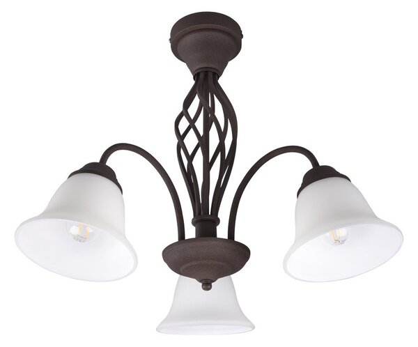 Ciemnobrązowa lampa sufitowa ze szklanym kloszem Rustica – Trio