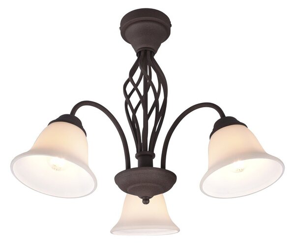 Ciemnobrązowa lampa sufitowa ze szklanym kloszem Rustica – Trio
