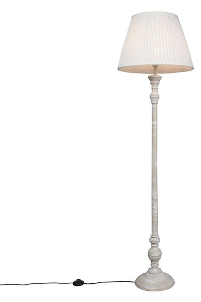 Klasyczna lampa podłogowa szara klosz plisowany kremowy 45cm - Classico Oswietlenie wewnetrzne