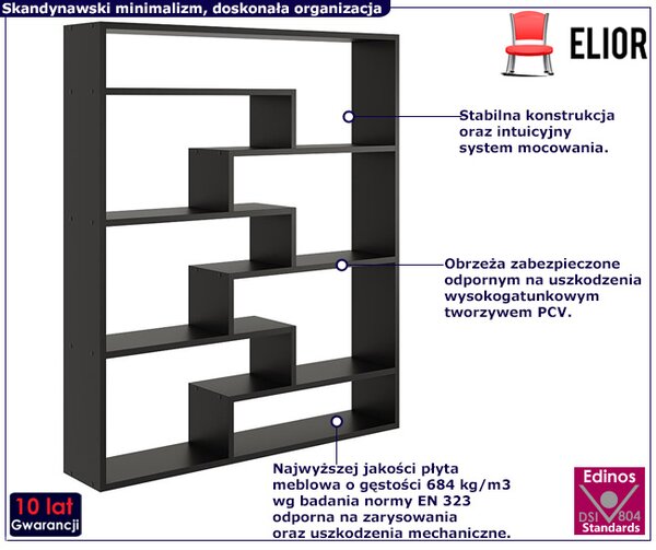 Czarny minimalistyczny regał stojący lub wiszący - Ovio