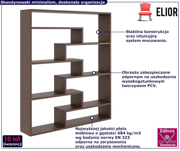 Minimalistyczny regał wiszący lub stojący w kolorze wenge K2-E89