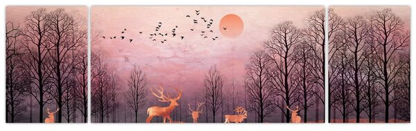 Zdjęcie - Jeleń w blasku zachodzącego słońca (170x50 cm)