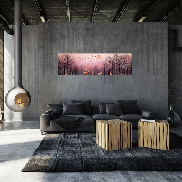Zdjęcie - Jeleń w blasku zachodzącego słońca (170x50 cm)