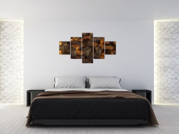 Obraz - Sześciokąty z brązu (125x70 cm)