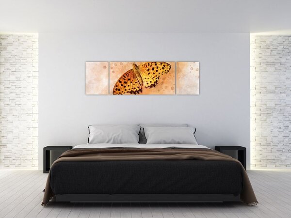 Obraz - Pomarańczowy motyl, akwarela (170x50 cm)