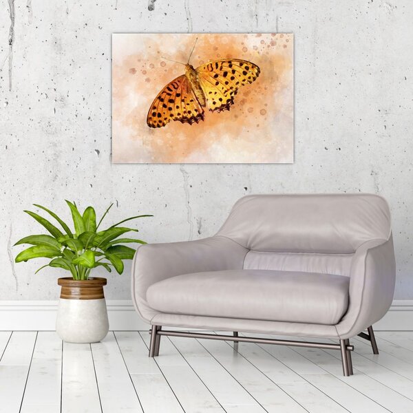 Obraz - Pomarańczowy motyl, akwarela (70x50 cm)