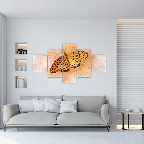 Obraz - Pomarańczowy motyl, akwarela (125x70 cm)