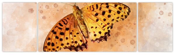 Obraz - Pomarańczowy motyl, akwarela (170x50 cm)