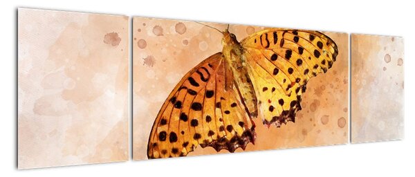 Obraz - Pomarańczowy motyl, akwarela (170x50 cm)