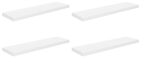 Półki ścienne, 4 szt, wysoki połysk, białe, 90x23,5x3,8 cm, mdf