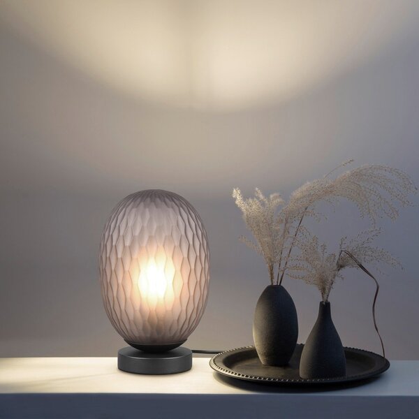 Lampa stołowa w kolorze matowej czerni ze szklanym kloszem (wysokość 28,5 cm) Facette – Trio