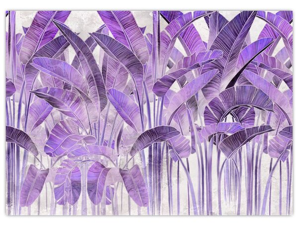 Obraz - Fioletowe liście w gipsie (70x50 cm)