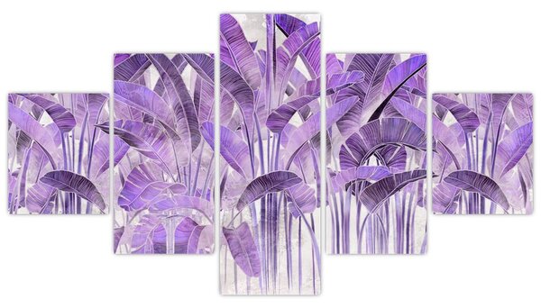 Obraz - Fioletowe liście w gipsie (125x70 cm)
