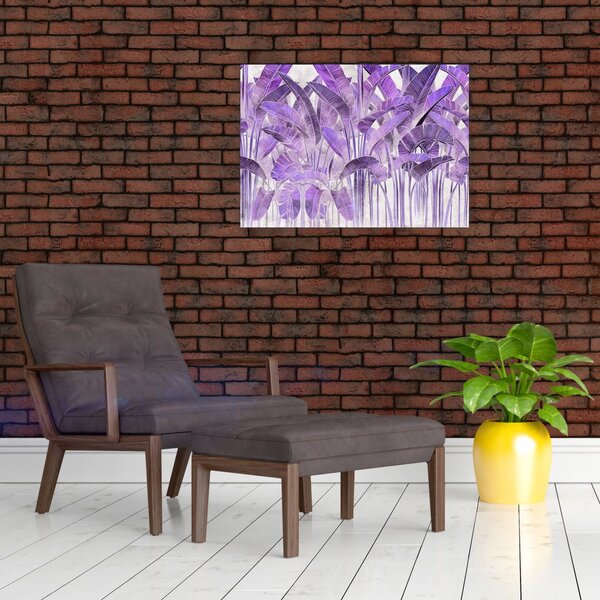 Obraz - Fioletowe liście w gipsie (70x50 cm)