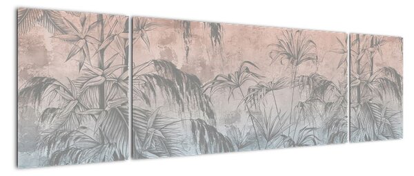 Obraz - Tropikalne rośliny na ścianie (170x50 cm)