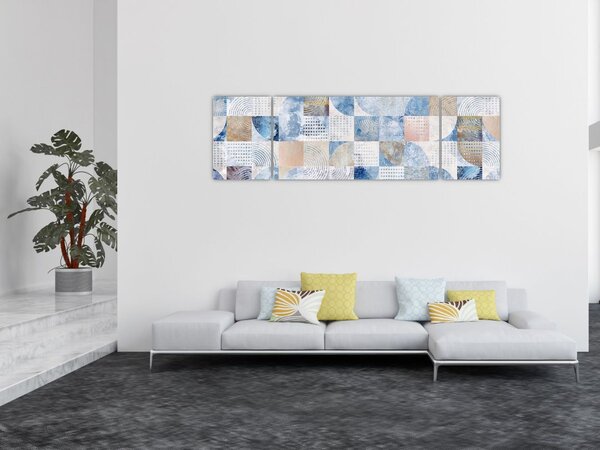 Obraz - Geometryczne kształty na ścianie (170x50 cm)