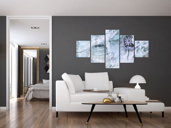 Obraz - Kwiatowy fresk na ceglanej ścianie (125x70 cm)