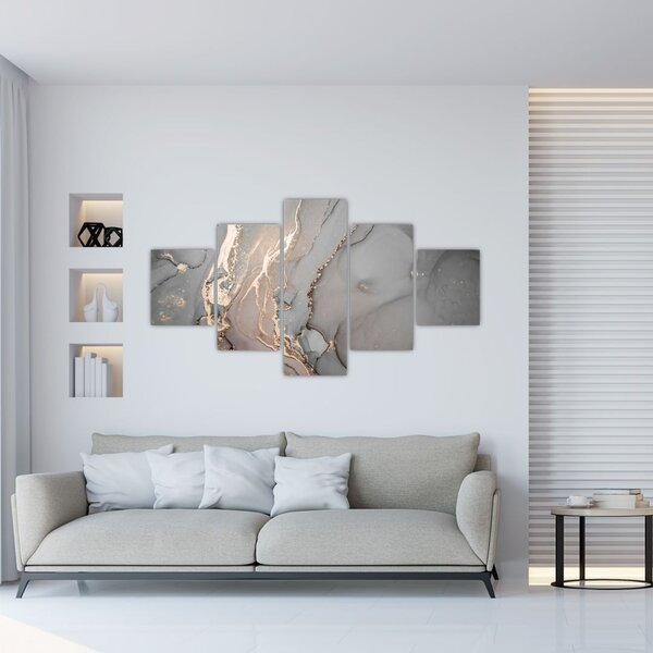 Obraz - Szaro - złoty marmur (125x70 cm)