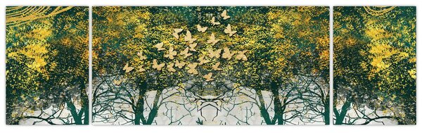 Obraz - Jelenie w zielonym lesie (170x50 cm)