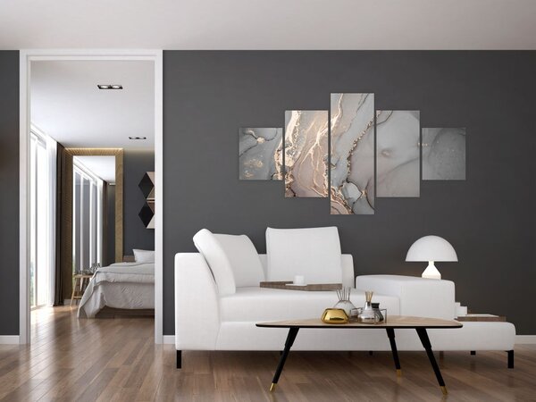 Obraz - Szaro - złoty marmur (125x70 cm)
