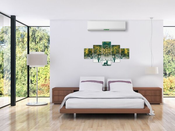 Obraz - Jelenie w zielonym lesie (125x70 cm)