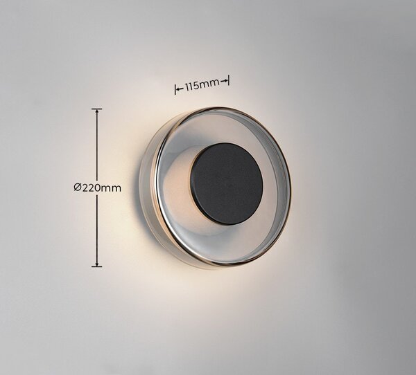 Kinkiet LED ze ściemniaczem w kolorze matowej czerni ø 22 cm Celeste – Trio