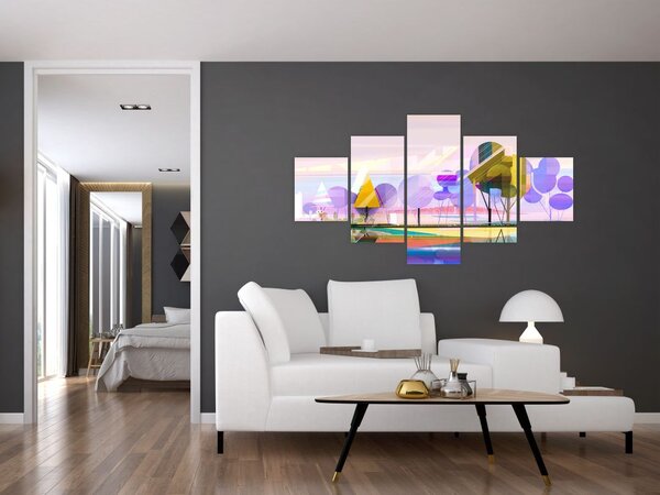 Obraz - Abstrakcja, krajobraz (125x70 cm)