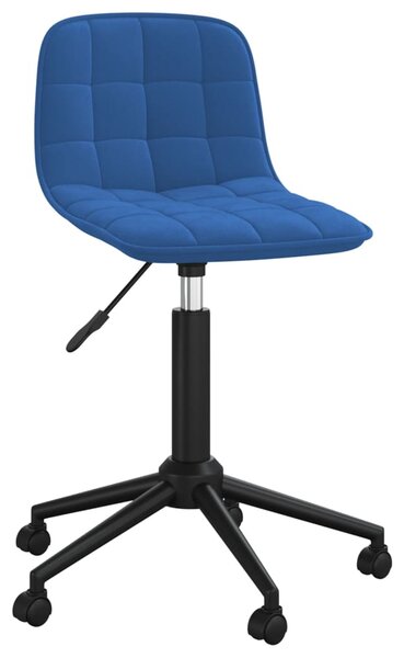 Obrotowe krzesło biurowe, niebieskie, tapicerowane aksamitem