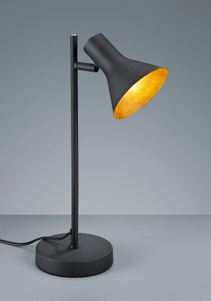 Czarna metalowa lampa stołowa z metalowym kloszem (wysokość 39 cm) Nina – Reality