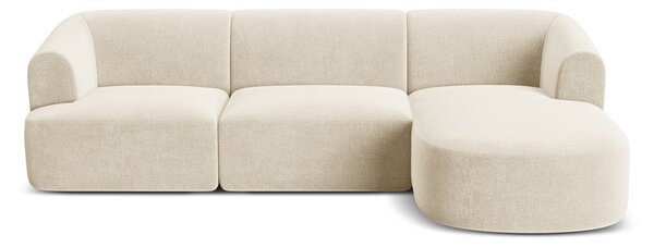 Beżowy aksamitny narożnik (prawostronny/z szezlongiem) Campi – Cosmopolitan Design