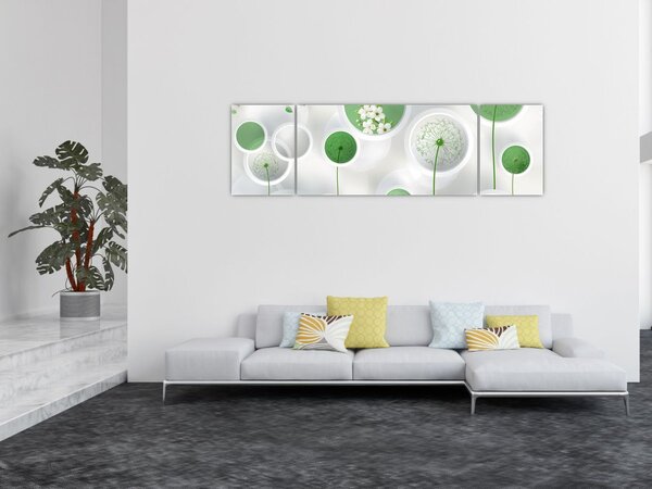 Obraz - Kwiaty w kółkach (170x50 cm)