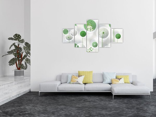 Obraz - Kwiaty w kółkach (125x70 cm)